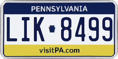 PA license plate LIK8499