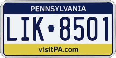 PA license plate LIK8501