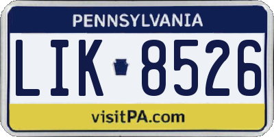 PA license plate LIK8526