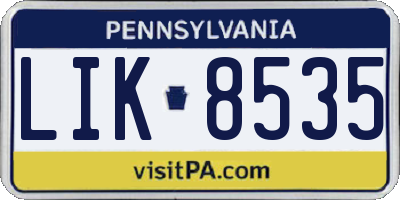 PA license plate LIK8535