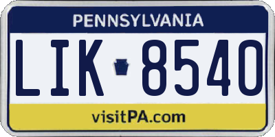 PA license plate LIK8540