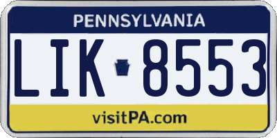 PA license plate LIK8553