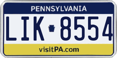 PA license plate LIK8554