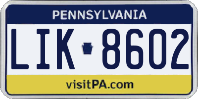 PA license plate LIK8602