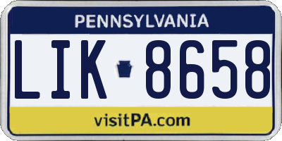 PA license plate LIK8658