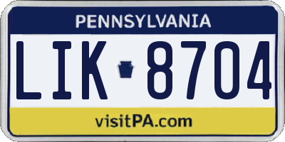 PA license plate LIK8704