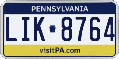 PA license plate LIK8764