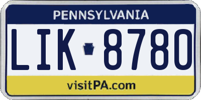 PA license plate LIK8780