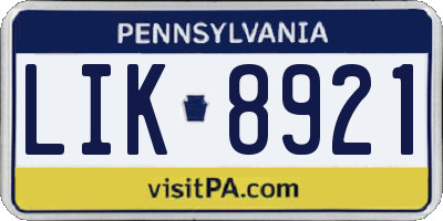 PA license plate LIK8921