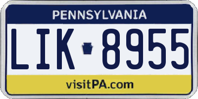 PA license plate LIK8955