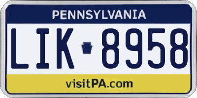 PA license plate LIK8958