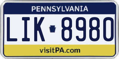 PA license plate LIK8980