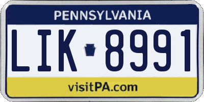 PA license plate LIK8991