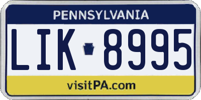 PA license plate LIK8995