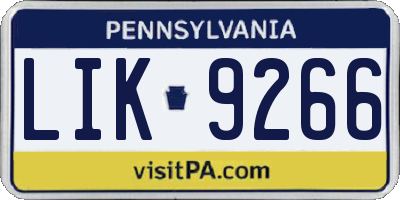 PA license plate LIK9266