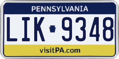 PA license plate LIK9348