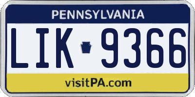 PA license plate LIK9366