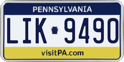 PA license plate LIK9490