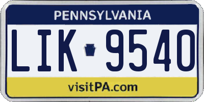 PA license plate LIK9540
