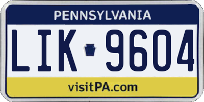 PA license plate LIK9604