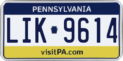 PA license plate LIK9614