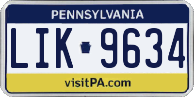 PA license plate LIK9634