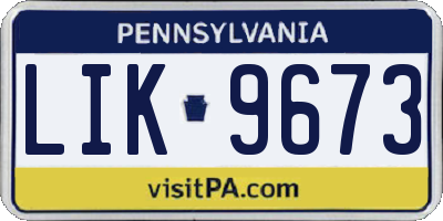 PA license plate LIK9673