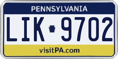 PA license plate LIK9702