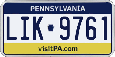 PA license plate LIK9761