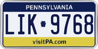 PA license plate LIK9768