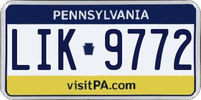PA license plate LIK9772