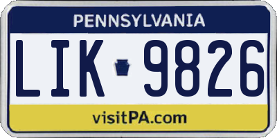 PA license plate LIK9826