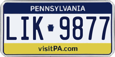PA license plate LIK9877