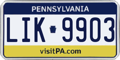 PA license plate LIK9903