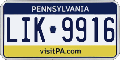 PA license plate LIK9916