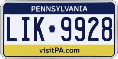 PA license plate LIK9928