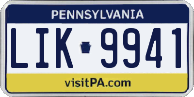 PA license plate LIK9941