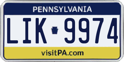 PA license plate LIK9974