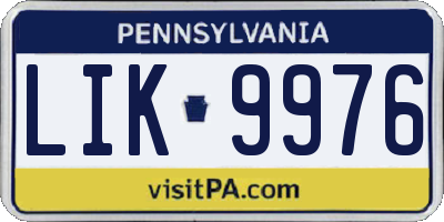 PA license plate LIK9976