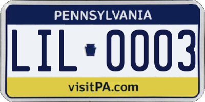 PA license plate LIL0003