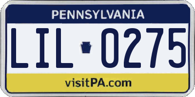 PA license plate LIL0275