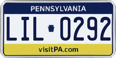 PA license plate LIL0292