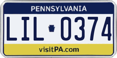 PA license plate LIL0374