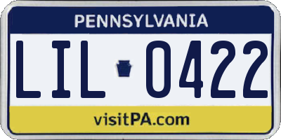 PA license plate LIL0422
