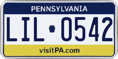 PA license plate LIL0542
