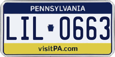 PA license plate LIL0663