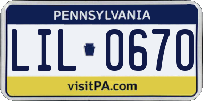 PA license plate LIL0670