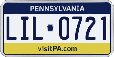 PA license plate LIL0721
