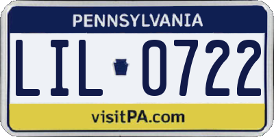 PA license plate LIL0722
