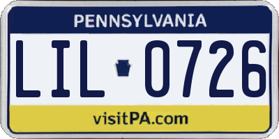 PA license plate LIL0726